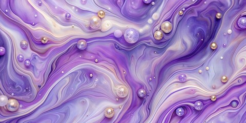 Abstract fluid art background with light purple and lilac colors, liquid marble effect, acrylic painting on canvas, violet shiny gradient, alcohol ink backdrop with pearl wavy pattern