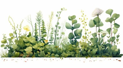 Plant mimicry strategies flat design, side view, botany theme, watercolor, monochromatic color scheme