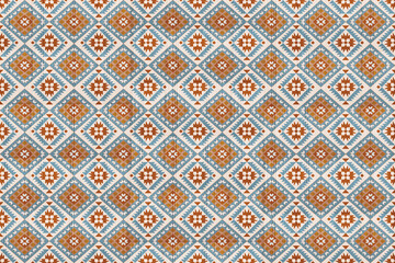 Rug Navajo  tribal vector seamless pattern. Native American ornament. Ethnic South Western decor style. Ikat Boho geometric ornament. Vector seamless pattern. Mexican blanket, Woven carpet