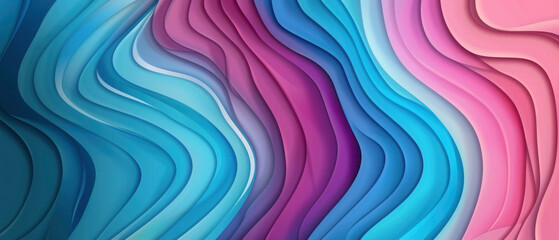 Obraz premium Colorful abstract waves wave papercut overlapping 3d soft purple blue paper texture background wall for design or business