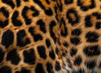 Closeup of leopard fur texture, showcasing the intricate pattern and natural beauty of animal skin.
