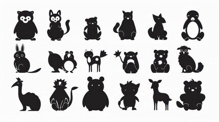 Cute parrot squirrel frog giraffe. Panda and bear penguin. Mammals animals characters for baby designs. Deer cat turtle fox lion tiger modern print stamp jungle collection.