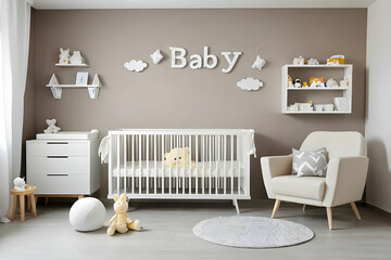 Interior of modern baby room
