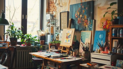 mocktails in the artist's studio, surrounded by canvases and art supplies that inspire creativity