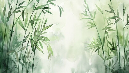Watercolor bamboo forest