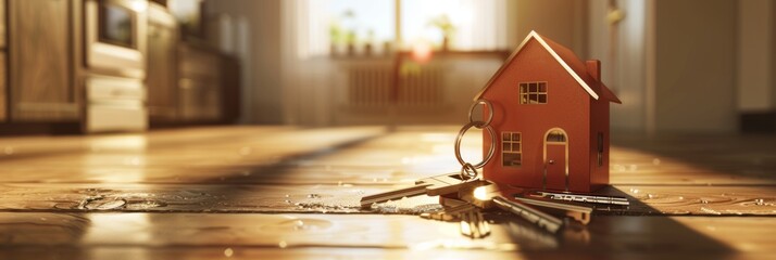 Real estate agent's office with property listings and home keys ready for viewing