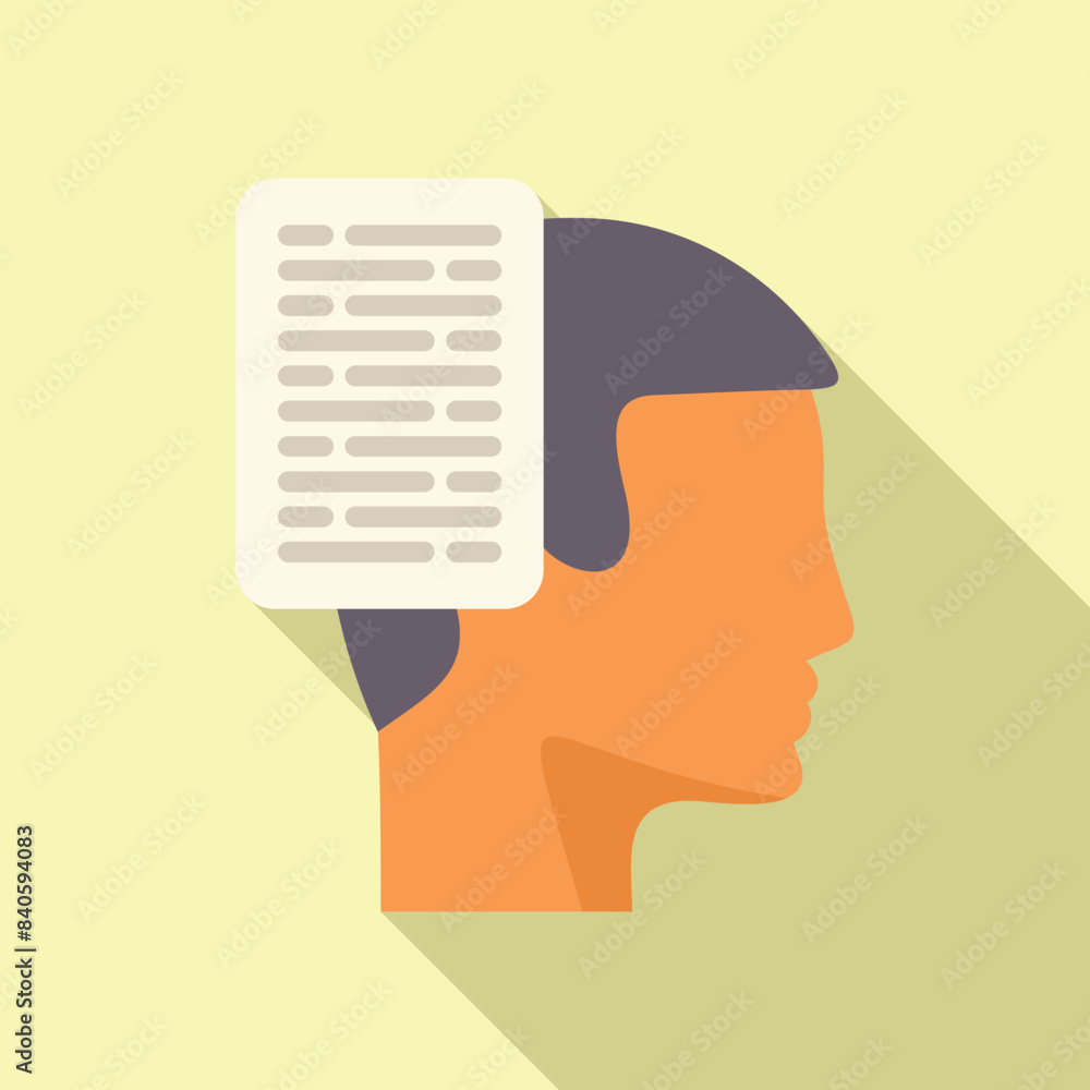 Poster abstract illustration of a profile with a text document for a head