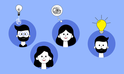 Brainstorming and Idea Development Concept with Light Bulbs