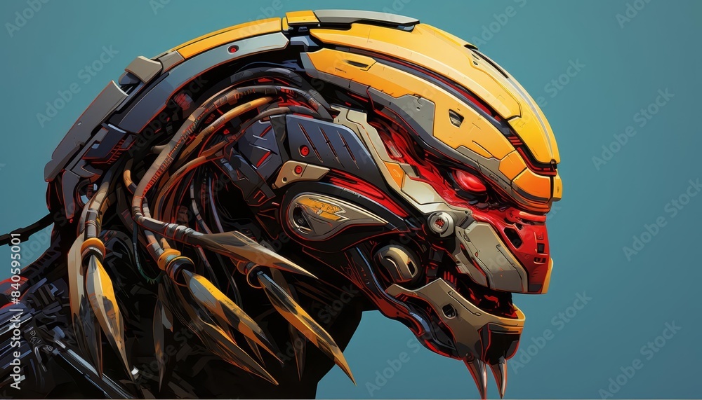 Wall mural Predator technology flat design side view advanced theme animation Triadic color scheme