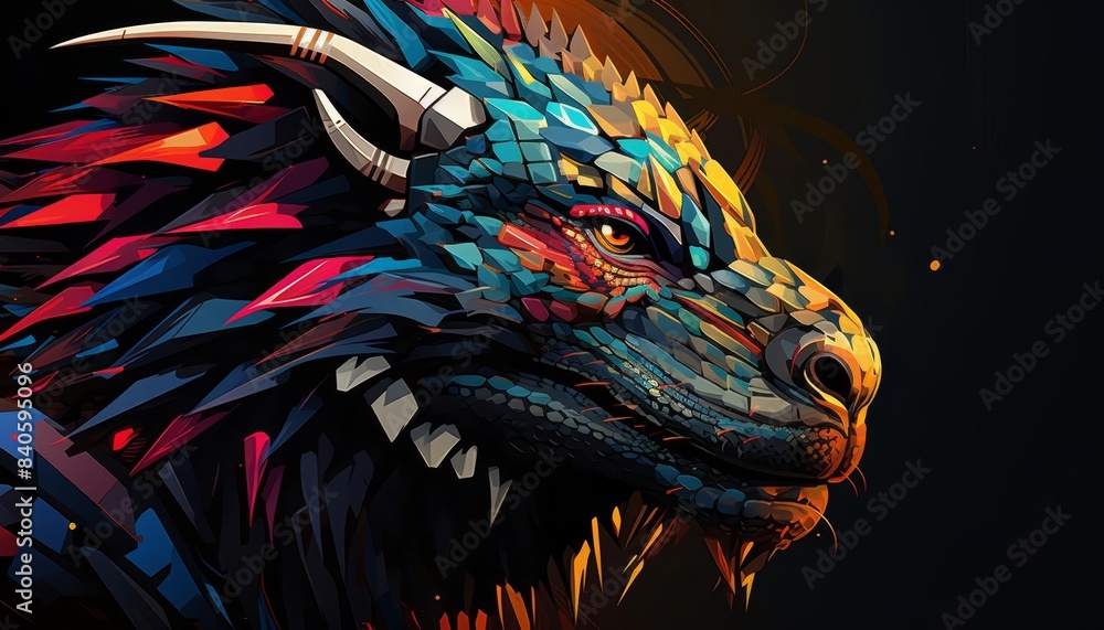 Wall mural predator technology flat design side view advanced theme animation triadic color scheme