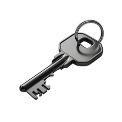 High-quality photo of a shiny silver key with a keyring. Perfect for security, access, and home-related projects.