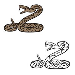rattlesnake cartoon. simple design outline style. easy to edit. vector illustrations