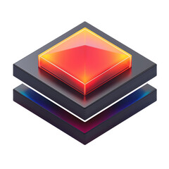 Abstract digital illustration of a red and orange glowing geometric shape with a dark background. Ideal for technology or modern design concepts.