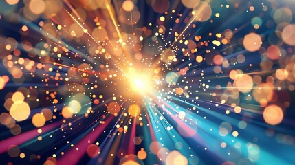 shiny vibrant explosion of lights and bokeh celebration party background concept