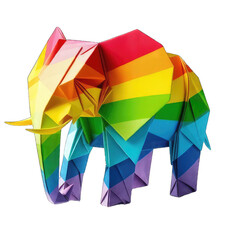 Fototapeta premium Generative AI Cool Animal elephant Origami, Cute elephant origami, elephant origami, cute origami art, origami with cute rainbow colors, cute owl animal origami, origami with rainbow color, origami