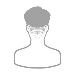 ツーブロックヘアの男性後ろ姿」シルエットアイコン　グレー