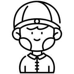 Asian Boy Line Icon