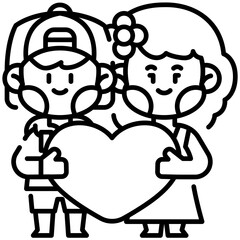 Boy and Girl Line Icon