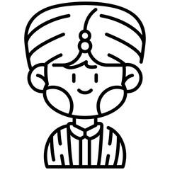 Indian Boy Line Icon