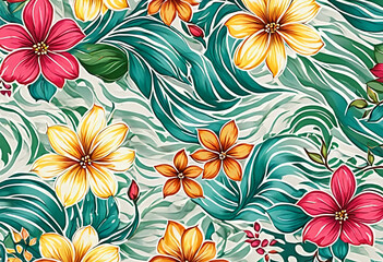 Digital print floral allover pattern hand drawn paint flowers bunch design blur wave effect creative style jall smooth mixing art for saree suit kurti parda chader cover paper rug fabric home decore