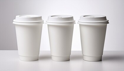 White paper coffee cups over simple white background