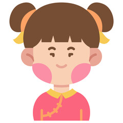 Asian Girl Flat color Icon