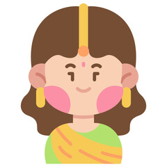 Indian Girl Flat color Icon