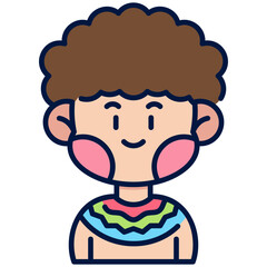 African Boy Filled Line Icon
