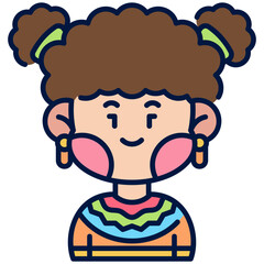 African Girl Filled Line Icon