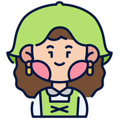 Europe Girl Filled Line Icon