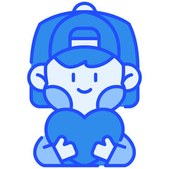 Boy With Love Blue Color Icon