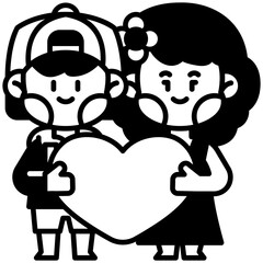 Boy and Girl Black Fill icon