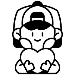Boy With Love Black Fill icon