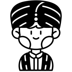 Indian Boy Black Fill icon