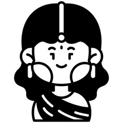 Indian Girl Black Fill icon