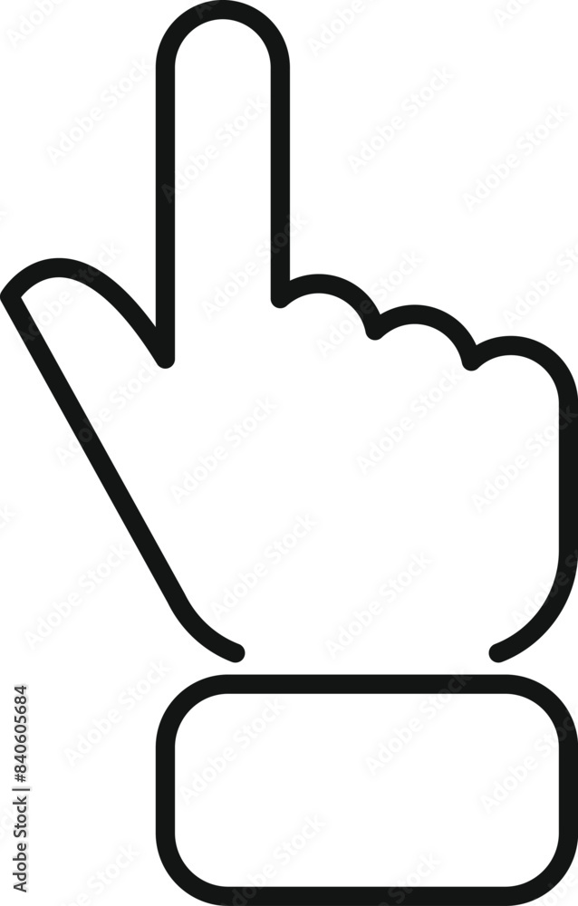 Poster black and white line art of a hand pointer, suitable for web and app interfaces