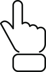 Black and white line art of a hand pointer, suitable for web and app interfaces