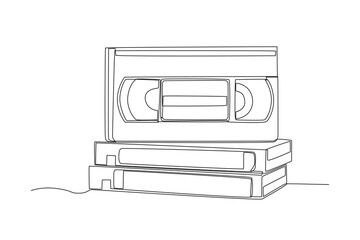 Continuous one line drawing of Videotape. Modern continuous line draw design graphic vector illustration