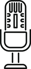 Black and white line art illustration of a classic vintage microphone, ideal for icons or logos