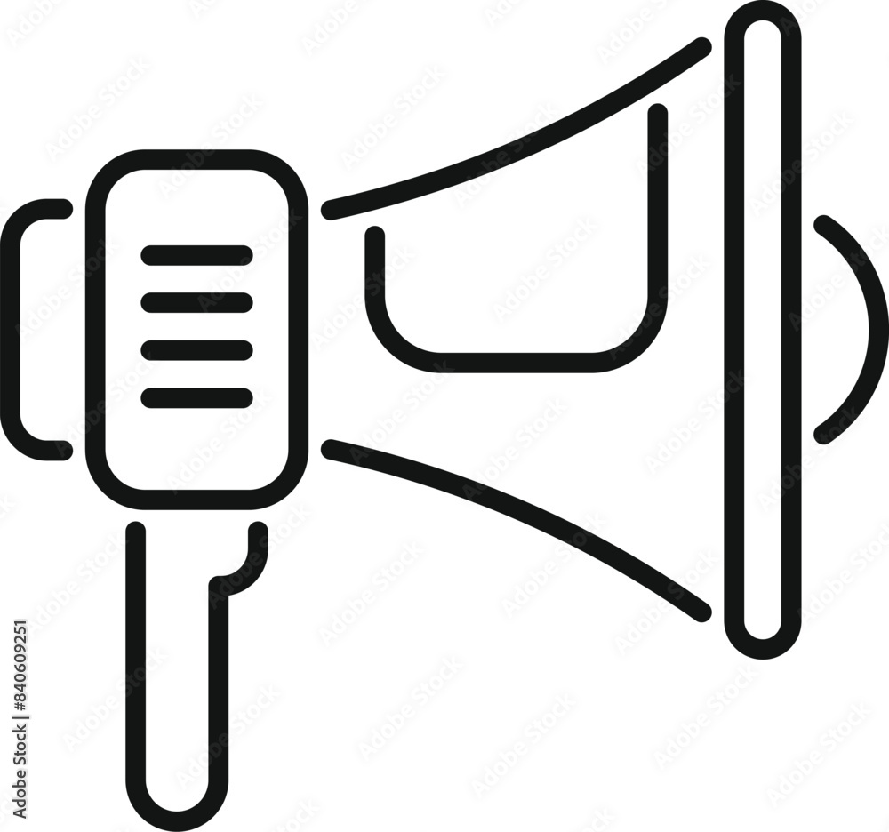 Poster black outline vector icon representing a megaphone with an attached microphone