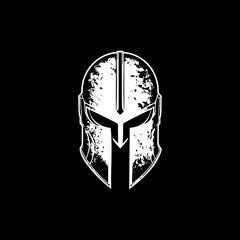 Spartan Warrior Helmet Logo - Grunge Style Emblem Design