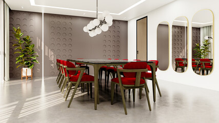 Large luxury modern bright interiors Living room mockup illustration 3D rendering image