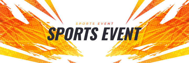 Abstract Sport Background with Orange Brush and Halftone Effect. Grunge Brushstroke Element for Poster or Banner Design