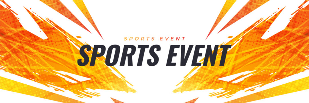 Abstract Sport Background with Orange Brush and Halftone Effect. Grunge Brushstroke Element for Poster or Banner Design