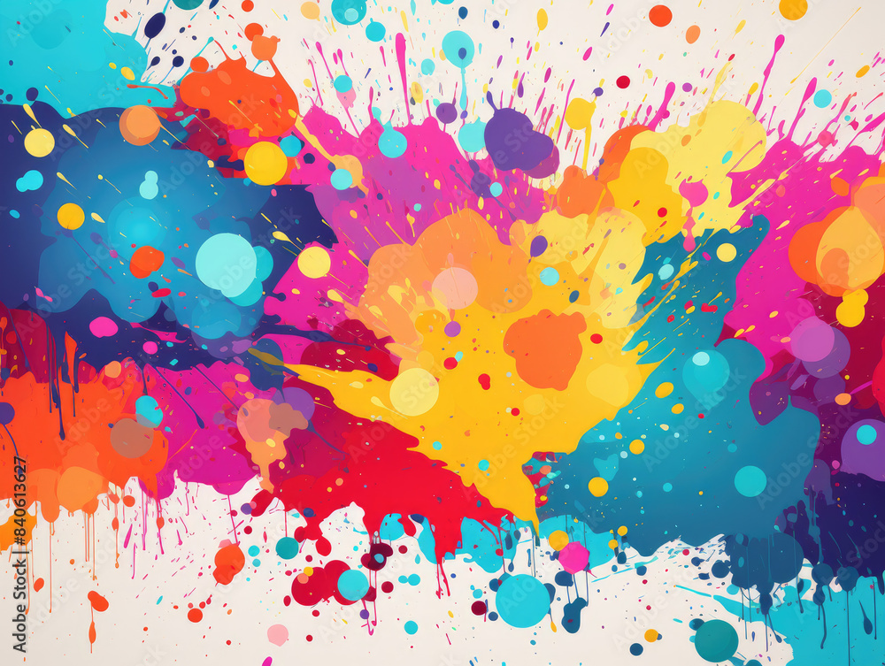 Poster a colorful splash of paint with many different colors. the colors are bright and vibrant, creating a
