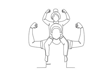
Continuous one line drawing of Father holding his daughter, father_s day concept. Modern continuous line draw design graphic vector illustration

