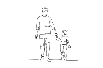 
Continuous one line drawing of Father giving his son a high five, father_s day concept. Modern continuous line draw design graphic vector illustration
