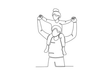 
Continuous one line drawing of Father holding his daughter, father_s day concept. Modern continuous line draw design graphic vector illustration
