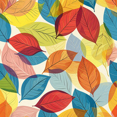 Obraz premium botanical leaves leaf multi colors seamless pattern, wallpaper, cute design for fabric, interior decor, wrapping paper, painting, abstract decor