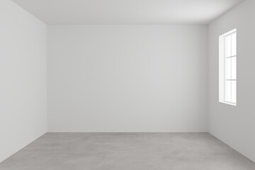 Empty interior scene minimal style. White wall and concrete floor with empty space for products presentation or text for advertising. 3d rendering